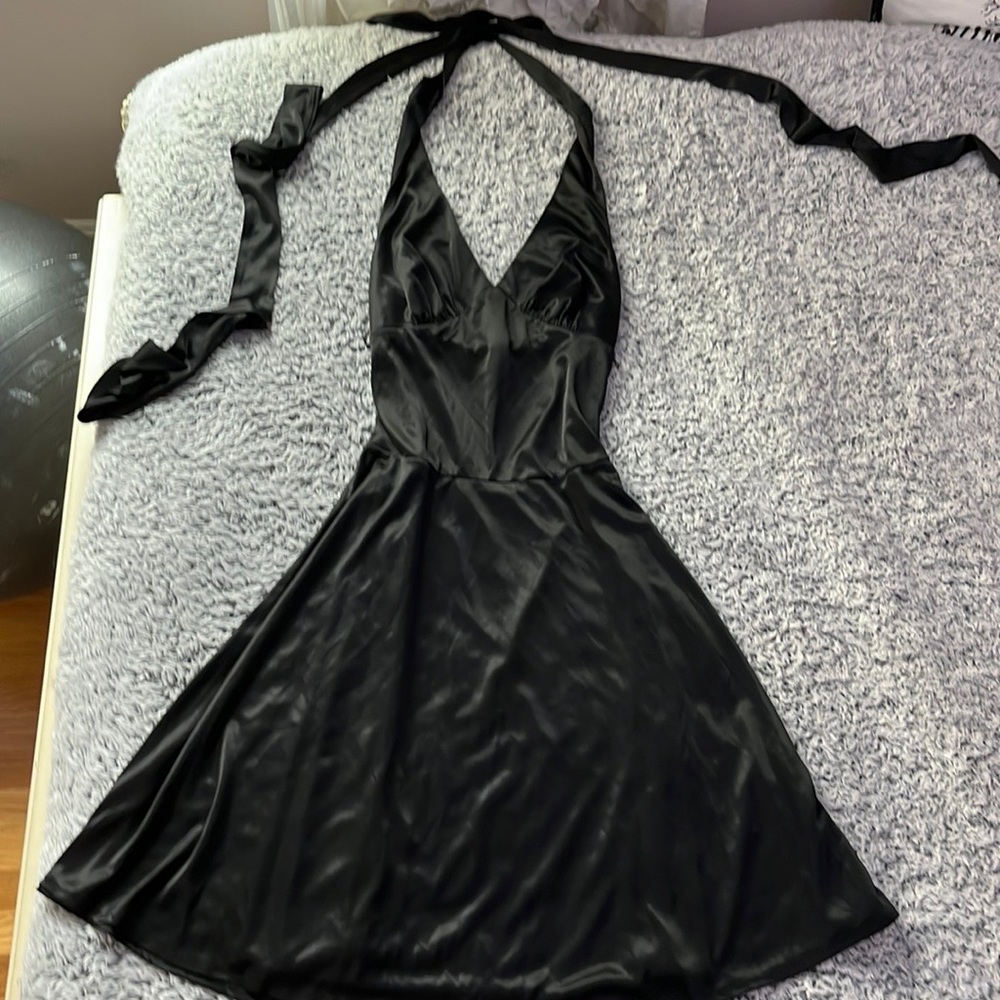 Vintage black halter neck dress
